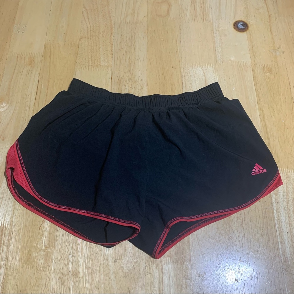 Adidas Shorts Womens M  Black Pink Logo Stripe Running Workout‎ Loose
